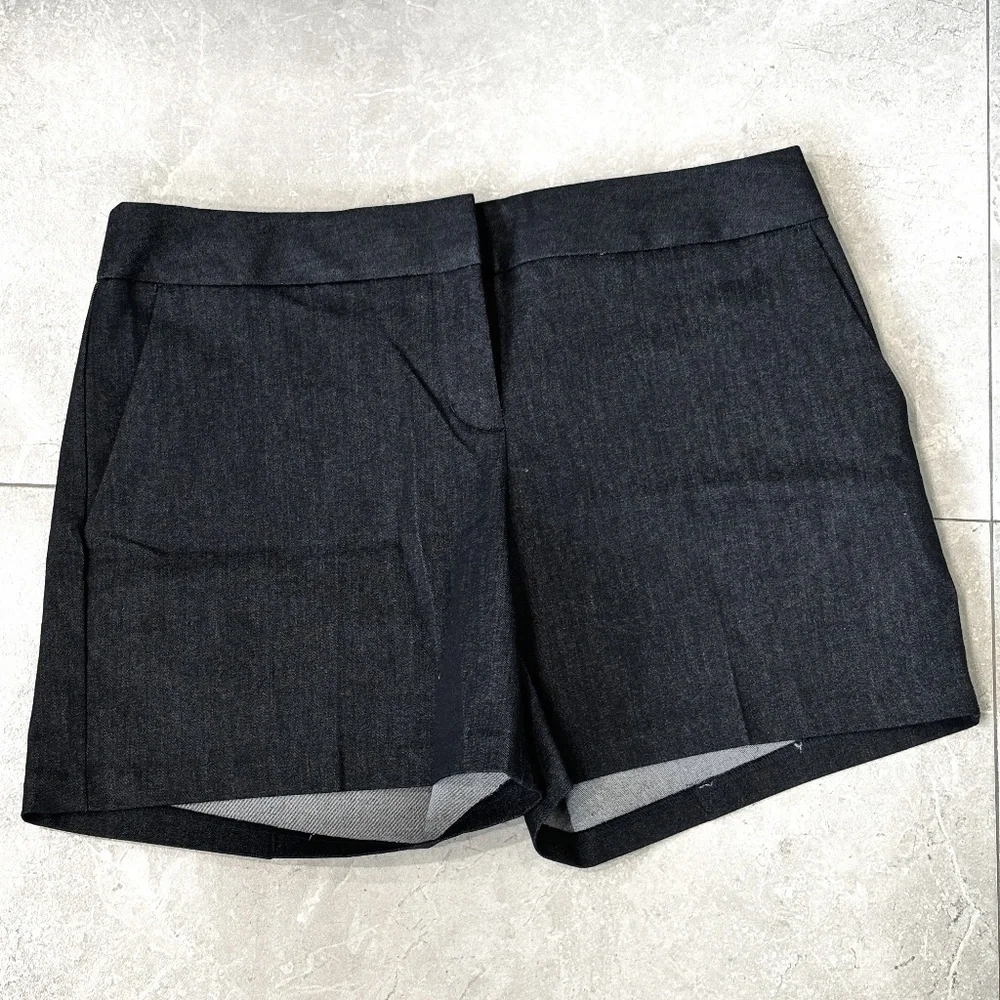 Express Twill Mid-Rise Tailored Shorts - Dark Wash Blue Size 0 - Picture 2 of 10